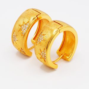 gold large hoop earrings with stars