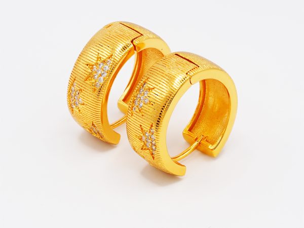 gold large hoop earrings with stars