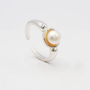 pearl open set ring silver