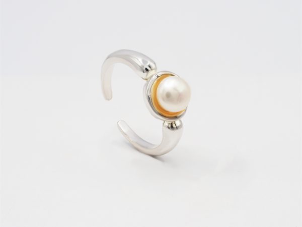 pearl open set ring silver