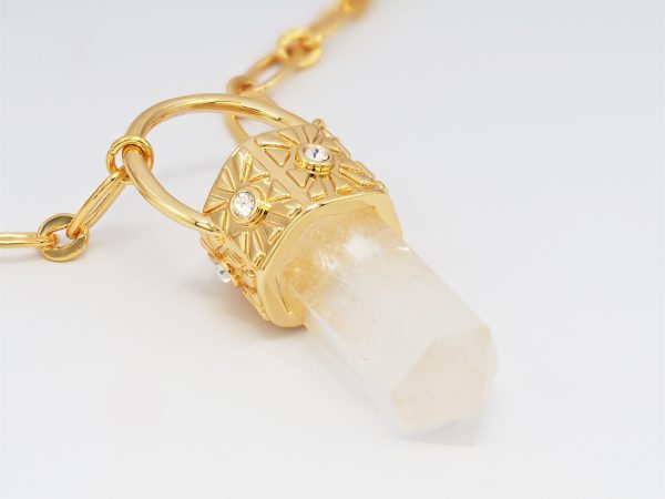 quartz crystal drop necklace