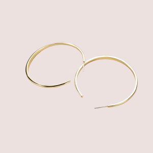 Large Plain Hoop 18K Statement Earrings