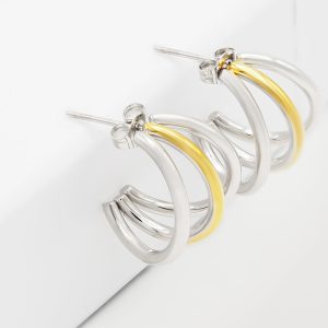 two tone statement earrings