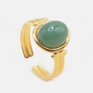 green open stone ring