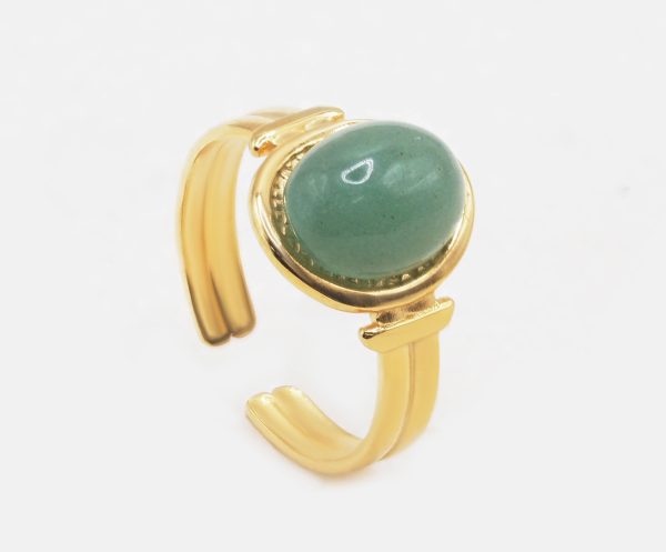 green open stone ring