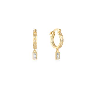 cubic zirconia stud hoop earrings