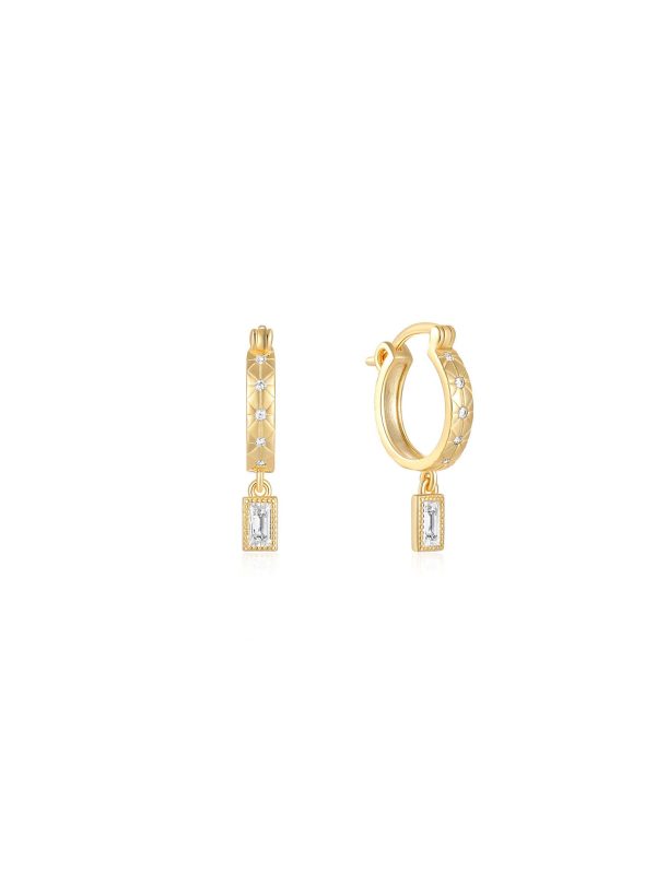 cubic zirconia stud hoop earrings