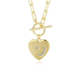 heart pendant gold necklace link