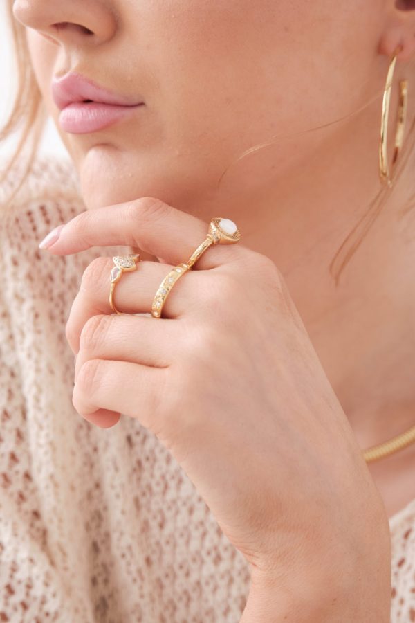 model wearing marquis ring