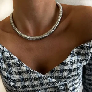 choker platinum snake chain necklace