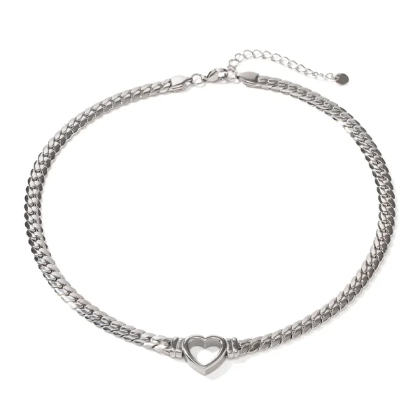 love heart chain choker silver