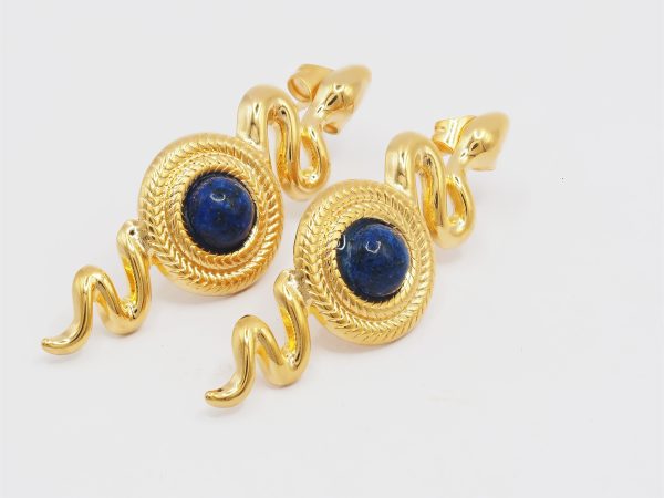 blue snake earrings