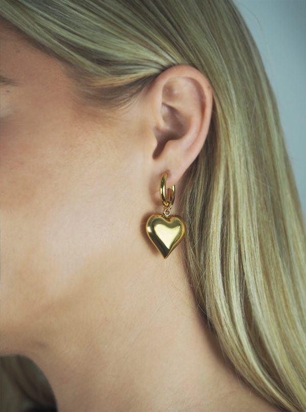 gold large heart earrings