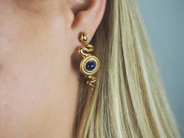 blue lapis snake earrings