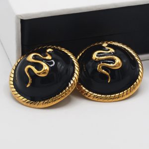 snake black earrings