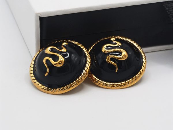 snake black earrings