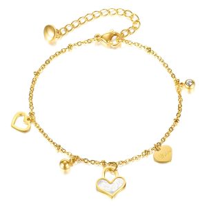 18k gold plated heart charm bracelet