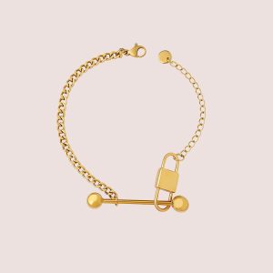 18K Gold Plated Bar Lock Bracelet