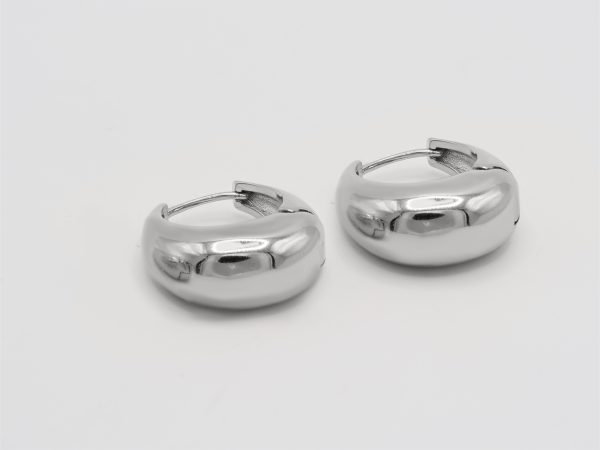 brass oblong silver hoop earrings