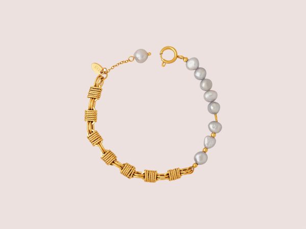 18K Gold Plated Bracelet Knot & Pearl