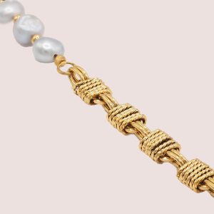 18K Gold Plated Bracelet Knot & Pearl