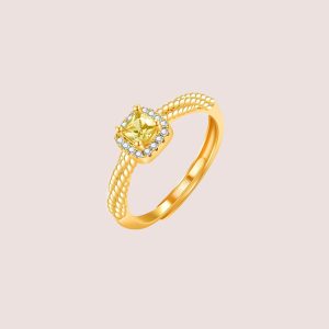 Cubic Zirconia Yellow 18K Gold Ring