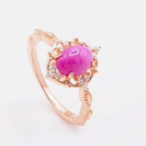 natural stone ring pink