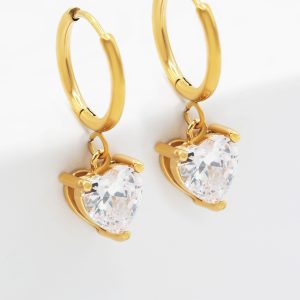 cubic zirconia heart earrings