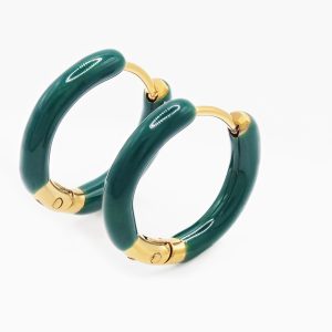 green & gold dainty hoops