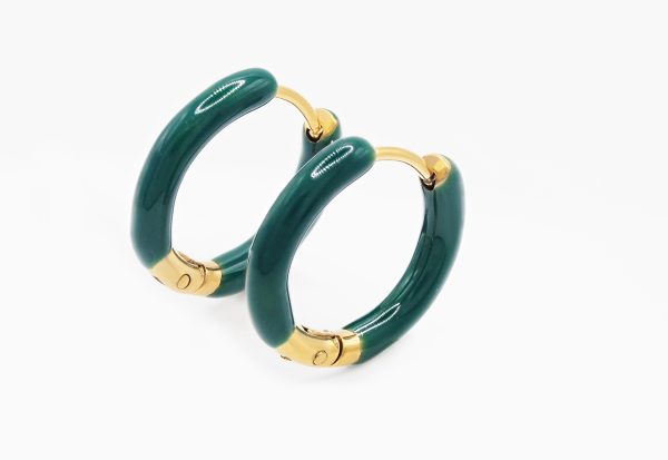 green & gold dainty hoops