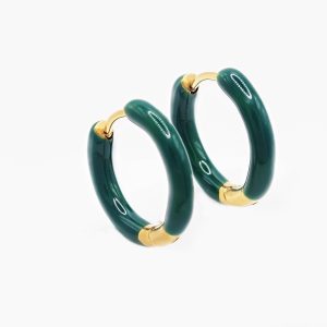 green & gold dainty hoops