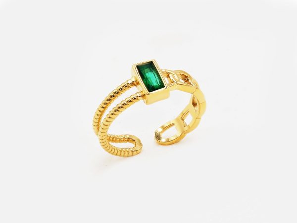 green cubic zirconia ring