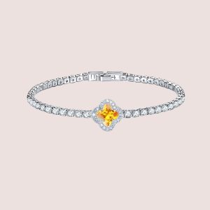 Moissanite Diamond Clover Bracelet orange