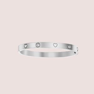 crystal clover bangle silver