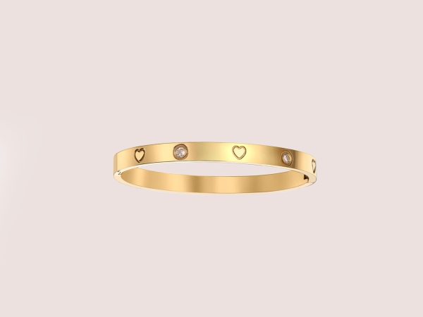 crystal clover bangle gold