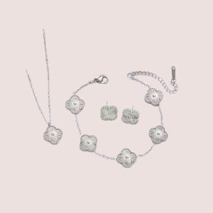 3 piece clover set silver