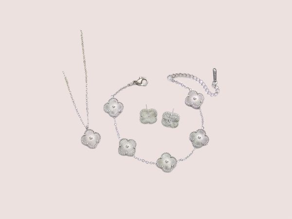 3 piece clover set silver