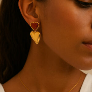 red heart earrings
