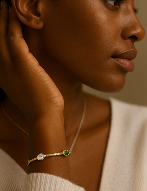 emerald stone cuff bangle