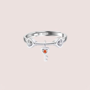 Silver key drop ring