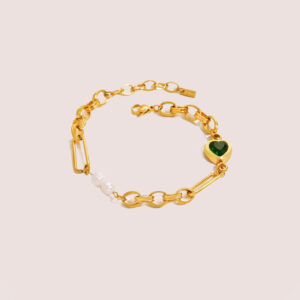 Green Heart Pearl Bracelet